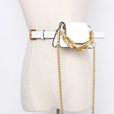 Elegant Patchwork Packages Women Girdle Chain PU Leather Casual Girdles For Female Fashion 2022 Summer