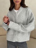 Women's Spring And Autumn Hot Casual Zipper Loose Knitted Shirt Coat Small