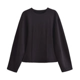 New Double-Sided Round Collar Blouse 3641859 Elastic Casual Trousers