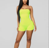 Club Fitness Romper Sexy One Piece Sleeveless Tube Backless Bodycon Jumpsuits Playsuits Shorts Tracksuits Clothes