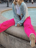Pink Casual Relaxed Boyfriend Jeans-Outfit