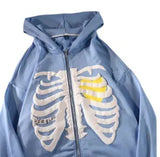 Batch Hoodie Jersey Bone Dark Y2k Zipper Plus Velvet