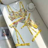 Sex Lingerie Sexy Embroidery Beauty Small Broken Flower Color Bra Garter