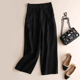 New Wide-Legged Trousers Women's Summer Nine-Point Trousers Straight Slacks Loose Large Cotton Trousers Women's Casual