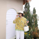 Printed Trimmed Short-Sleeved Shirt-Outfit