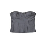 Trendy Women's Dress Waist Short Style Navel-Wrapped Blouse Slim Body Fish Bone Waist Close-Fitting Zipper Spicy Girl Breast-Outfit