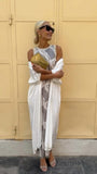 Summer New Temperament Elegant Printed Dress Collar Vest Two-Piece Set
