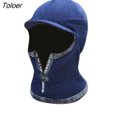 Men Women Winter Knitted Hat With Zipper New Add Fur Lined Warm Brim Winter Hats For Men Keep Face Ear Warm Cap Fashion