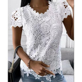 Explosion Women's 2025 Summer New T-Shirt Back Jacket Lace