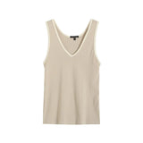 Spring Leisure Basic Color V-Collar Rib Vest-Outfit