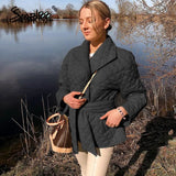 Simplee Warm short cotton padded parkas womens 2020 New belted autumn winter coats female Long sleeves elegant lapel