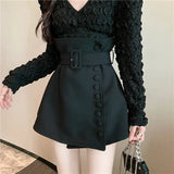 Toloer One Piece Type Button High Waist Show Thin Half Skirt Female Design Sense Small Temperament Small Waist A Word Skirt-Outfit