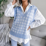 Toloer And Autumn New Sweater Women Casual Knitting Vest Thousand Bird Case Jacket Women's