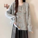 Toloer Small Fresh Three-Dimensional Flowers Knitted Shirt Women Autumn And Winter New Design Sense Age-Sensitive Sweater Coat