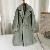 Pink Teddy Bear Long Coats Women 2022 Winter Thick Warm Oversized Chunky Outerwear Faux Lambswool Fur Coats Solid High
