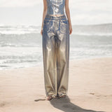 Toloer Straight Leg Jeans For The Spring 2024 New Retro Trend Wide-Leg Pants-Outfit