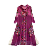 Folded Dress Women's Autumn 2025 Retro Collar Long Sleeves Loose A-Word Printing
