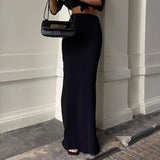 Toloer Women's Wear 2024 Summer New Fashion Temperament Black Show Thin Long Skirt-Outfit