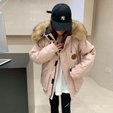 Raccoon Big Hair Collar Overalls Down Jacket Female 2024 Winter Fashion Thickened Couples Frost Resistant Outdoor Assault Jacket-Outfit