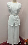 Summer New Solid Color Round Collar Sleeveless Top High Waist Broad Leg Pants Two Sets Of