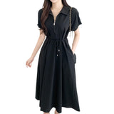 Toloer Chic Summer Age Reduction Retro Niche French Design Sense Temperament Casual Lace Waist Show Thin Dress-Outfit