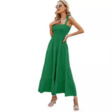 Summer Women's New Commuting Sleeveless Hot Girl Prints Long Sling Dress