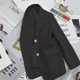 Toloer Suit Jacket Female Korean Joker 2024 Spring And Autumn New Korean Version Temperament Casual Metal Buckle Small Suit Female-Outfit
