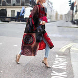 Spring And Autumn Wishebay Long Horn Sleeve Coat Print Loose Wind Coat