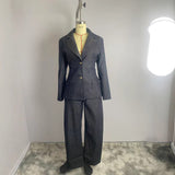 Spring And Summer Female Simple Waist Cowboy Suit