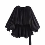 Temperament Lantern Dress Women's Spring New Short Skirt To Collect Irregular Lotus Leaf Edge