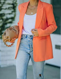 Toloer Spot 2024 Autumn / Winter New Female Fashion Temperament Solid Color Lapel Long Sleeve Small Suit Jacket-Outfit