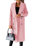 Women's Spring 2025 New Coat With Hair, Coat Solid Long-Sleeved Double-Buttoned