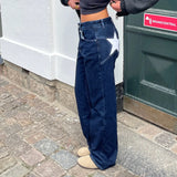 Stars Printed Pockets Denim Jeans-Outfit