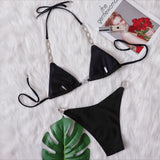 Toloer New Bikini Sexy Hot Diamond Split Women's Swimsuit Solid Color Strap Bikini