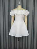 French Sweet One-Word Shoulder Petal A Dress Famous Banquet Dress Dresses