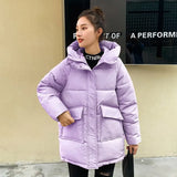 2022 Women's Winter Jacket Sonw Coats Thick Cotton Padded Coat Fashion Hooded Oversize Loose Parkas Woman Puffer
