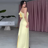 New Women's Wear Slanted Tie Flowers Simple Solid Color Elegant Long