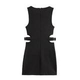 Women's Clothing 2025 Spring New Fashion Simple Open Open Design Sexy Body Repair Mini