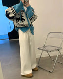 Deer Jacquard Hooded Knitting Zipper Cardigan-Outfit