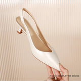 Toloer Baotou Sandals Women 2024 Summer New Pointed Head With High Heels White Single Shoes Fairy Shoes With Skirt-Outfit - Offwhite / 35