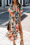 Summer Women's New Sexy High-Waist Fashion Print Open Skirt Dress