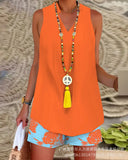 Women's New Solid Color Vertical Collar Sleeveless Casual Suit LZR14529K Series-Outfit