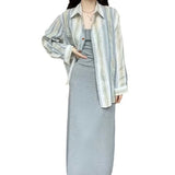 Toloer 2024 New Color Sunscreen Striped Shirt Female Simple Loose Versatile Jacket Coat Cardigan Small-Outfit