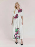Elegant Tea Break Dress 2025 Autumn And Winter New High-End Printing Rose Flower Dress Dress
