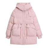 Down Cotton Clothing Women's Long Style 2024 Winter New Loose Large Size Small Thick Cotton-Padded Jacket Cotton Coat-Outfit