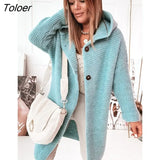 Winter Women Cardigan Jacket 2023 Fashion Korean Casual Lady Solid Color Loose Long Sleeve Hooded Oversized Sweater
