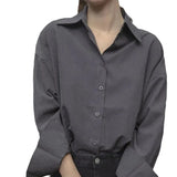 Gray Shirt Women Spring And Autumn New Professional Dress Work Clothes Shirt Interview Temperament Top Female Long-Sleeved Hong Kong