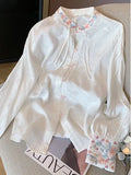 Toloer Chinese Style Embroidered Collar Shirt Women's Spring 2025 Design Sense Of Improved Cheongsam Zen Dress