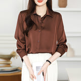 And Autumn 2025 New Advanced Sensational Anti-Floored Wrinkled-Faced Shirt For Women's French Leisure Career Commuting