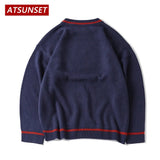 Cartoon Bear Doll Embroidery Sweater Harajuku Retro Style Knitted Sweater Autumn And Winter Cotton Pullover